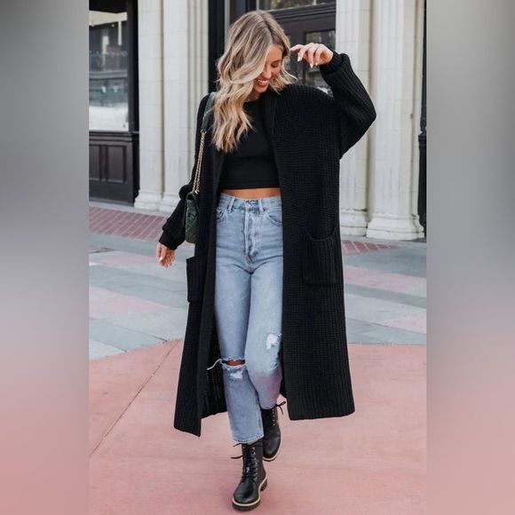 Wild Fable | Chunky Knit Long Cardigan Sweater Size M with Pockets - Picture 2 of 7